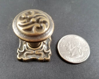 Ornate French Art Nouveau style brass Knobs, Handles, Pulls, Cabinet Hardware with 1" back plate #K5