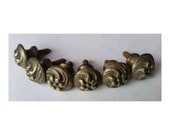 6 x Solid Brass SMALL Floral Embossed Stacking Barrister Bookcase 5 8 quot dia Knobs drawer Pulls K14