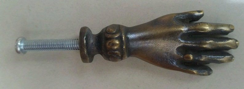 4 x Brass ANTIQUE Vtg. style figural LADIE'S dainty HANDS Cabinet Drawer Knob Pull Handle 2 K12 image 4