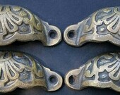 4 x Apothecary Cabinet Drawer Bin Pull Handles 3-9 16 quot wide Solid Ornate Brass A2