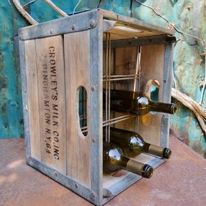 Vintage Wood Metal Dairy Milk Crate Retro Industrial Wine Rack crowley s Milk Co Inc 7 Binghamton NY 64 Free Shipping A4 Etsy