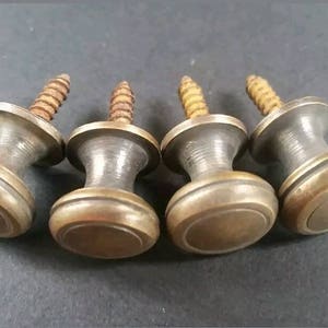 4 x Solid Brass SMALL round knobs, Stacking Barrister Bookcase 1/2"dia Knobs drawer Pulls #K18