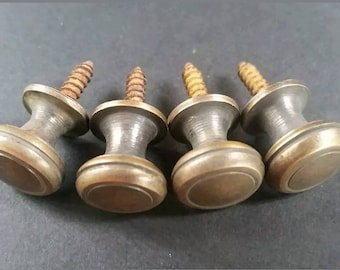4 x Solid Brass SMALL round knobs, Stacking Barrister Bookcase 1/2"dia Knobs drawer Pulls #K18