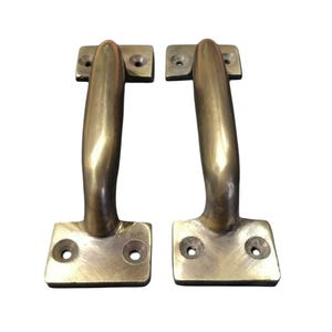 2 x Solid Brass Strong File Drawer Trunk Chest Handles 5-1/4"w(4-1/4"ctr)#P20 Unlaquered Solid brass