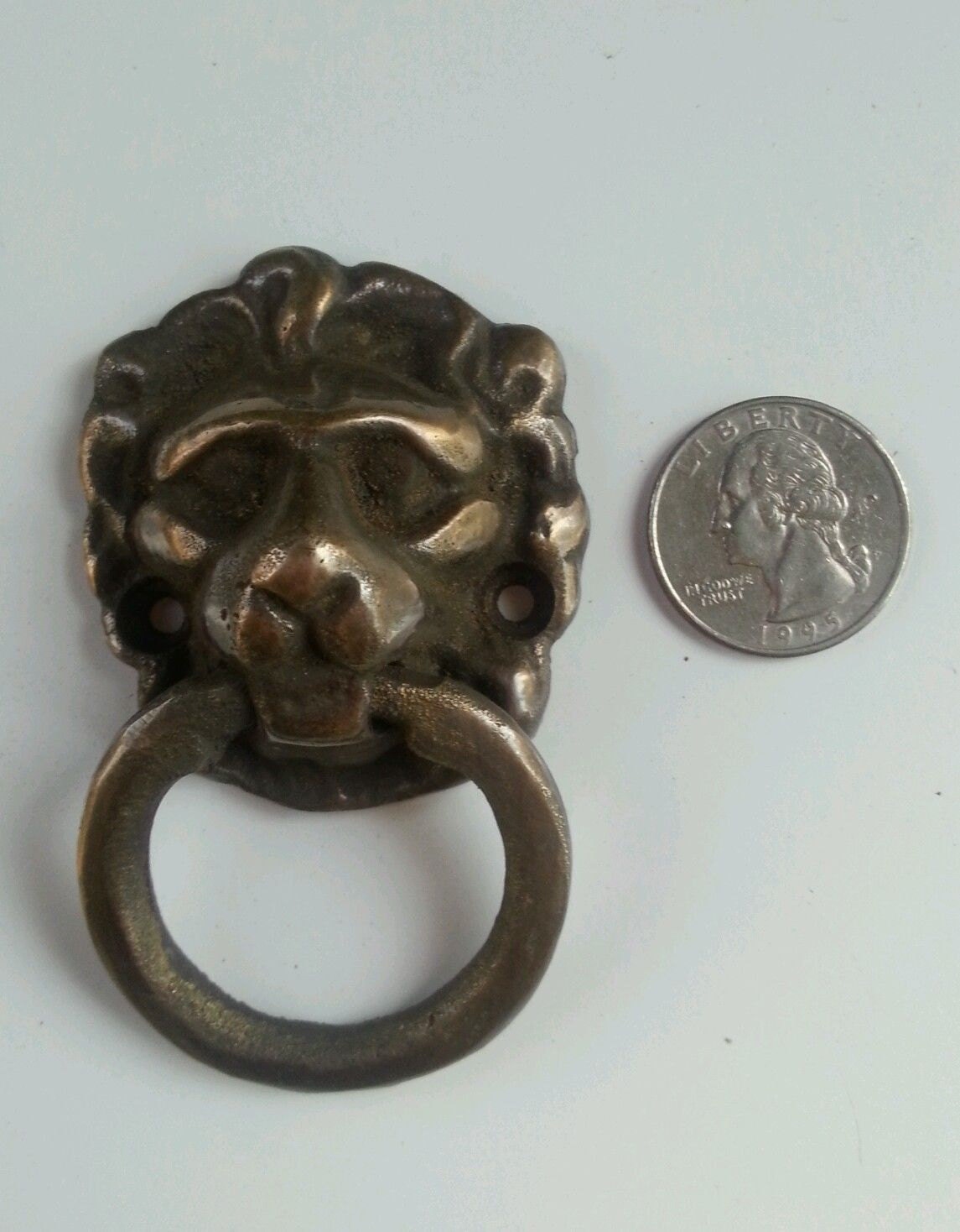 2 X Solid Brass Ornate Lion Head Ring Drawer Pulls Handles 1 Etsy