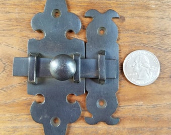 Ornate Antique Style Brass Slide Latch - 4" Tall #X7