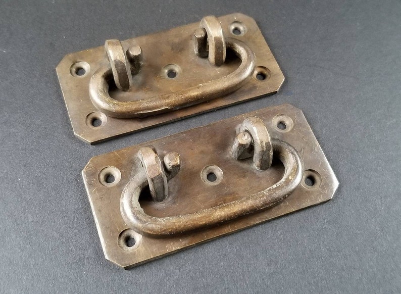 1 X Antique Style Solid Brass TRUNK PULL Drop Handle Trap Door Etsy