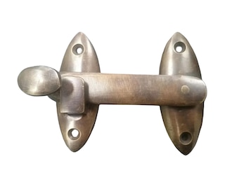 Vintage Style Cabin Cabinet Oval Door Window Latch Hook Solid Brass Hasp Toggle Lock. Gate Latch lock .Unlaquered. #X22