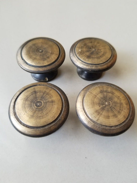 4 Antique Brass Apothecary Cup Drawer Cabinet Bin Pulls Handles 4/"w #A16