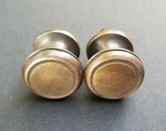 2 x SMALL Solid Brass Stacking Barrister Bookcase,file cabinet 5/8"dia Knobs drawer Pulls #K26