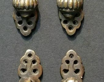 4 x Antique Vintage Style Victorian Vertical Mount Ornate Drop Pulls Handles Solid Brass 2-7/8" long  #H6