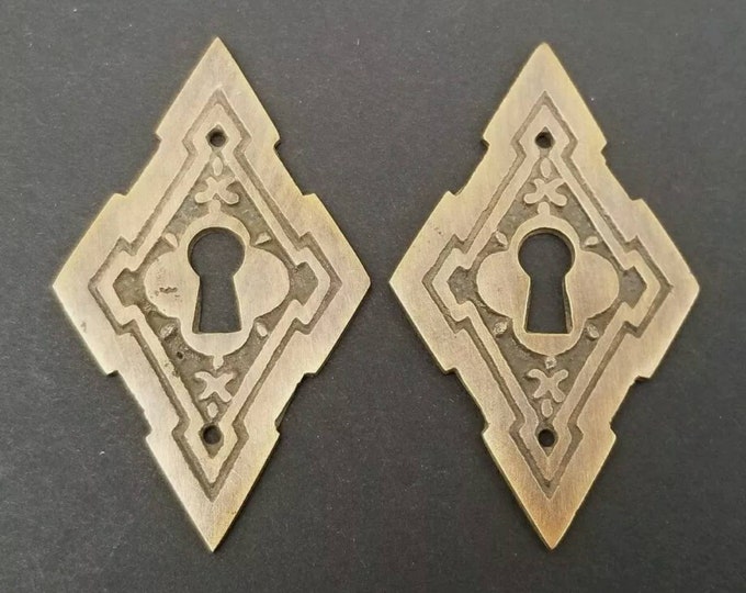 2 Vintage Antique Style East Lake Victorian Diamond Shape Escutcheons