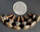 6 x Antique Vintage Style VERY SMALL Jewelry box, Barrister style Small Knobs Pulls, Handles 7 16 quot dia. Solid Tarnished Brass K