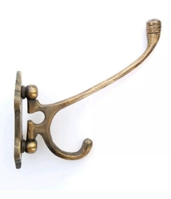 Old Style Solid Brass Double Wall Mount 180 Degree Swivel Coat Hat Towel  Hooks C24 