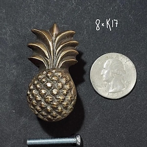8 x #K17 Solid Brass Tropical PINEAPPLE Cabinet Drawer Handle Knob Pulls