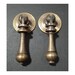 2 x Antique Style Solid Brass Tear Drop Pendant Handles Pulls Knobs w. bolts approx. 1' round Backplate #H3 