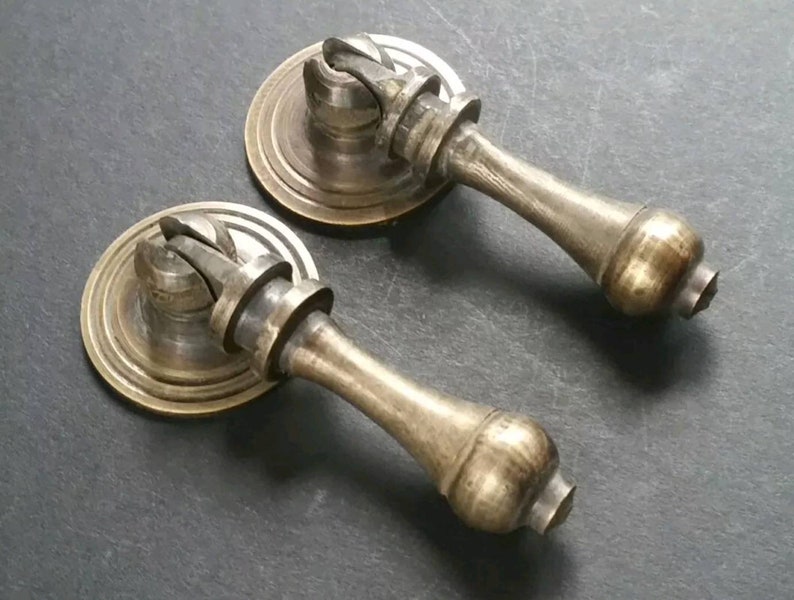 2 Antique Style Solid Brass Tear Drop Pendant Handles Pulls Etsy