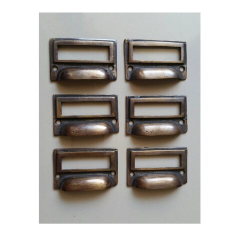 6 X Antique Vintage Style Card File Cabinet Handle File Label ...