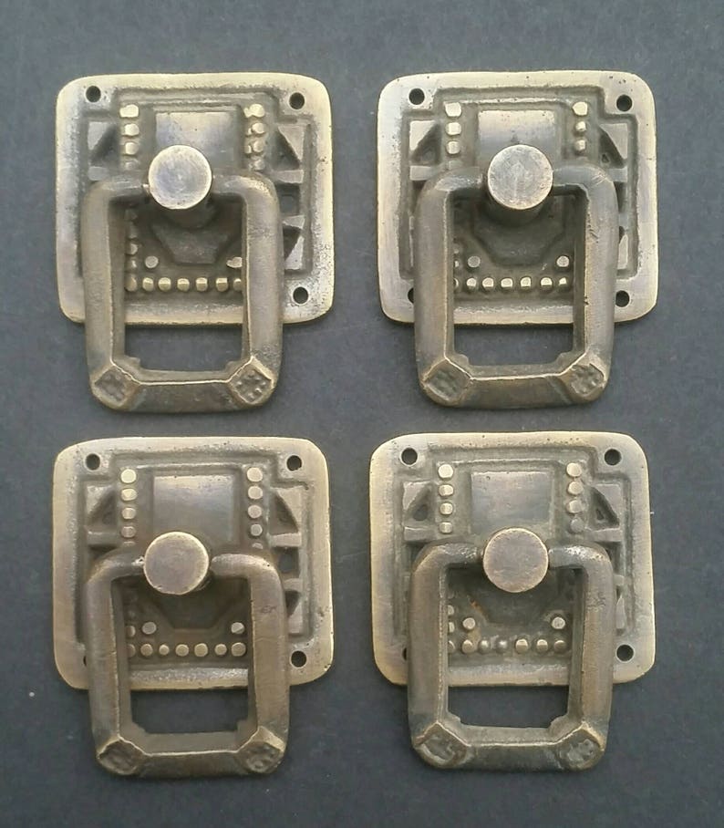 4 X Arts and Crafts Mission Antique Style Brass Ring Pull Etsy