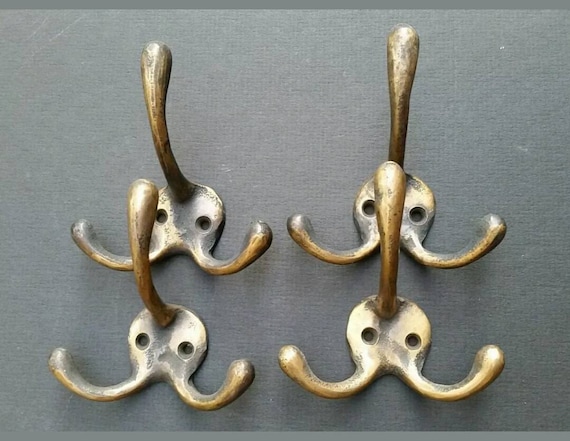 Antique Style Solid Brass Double Wall Mount 180° Swivel Coat Hat Towel Hook  #C24