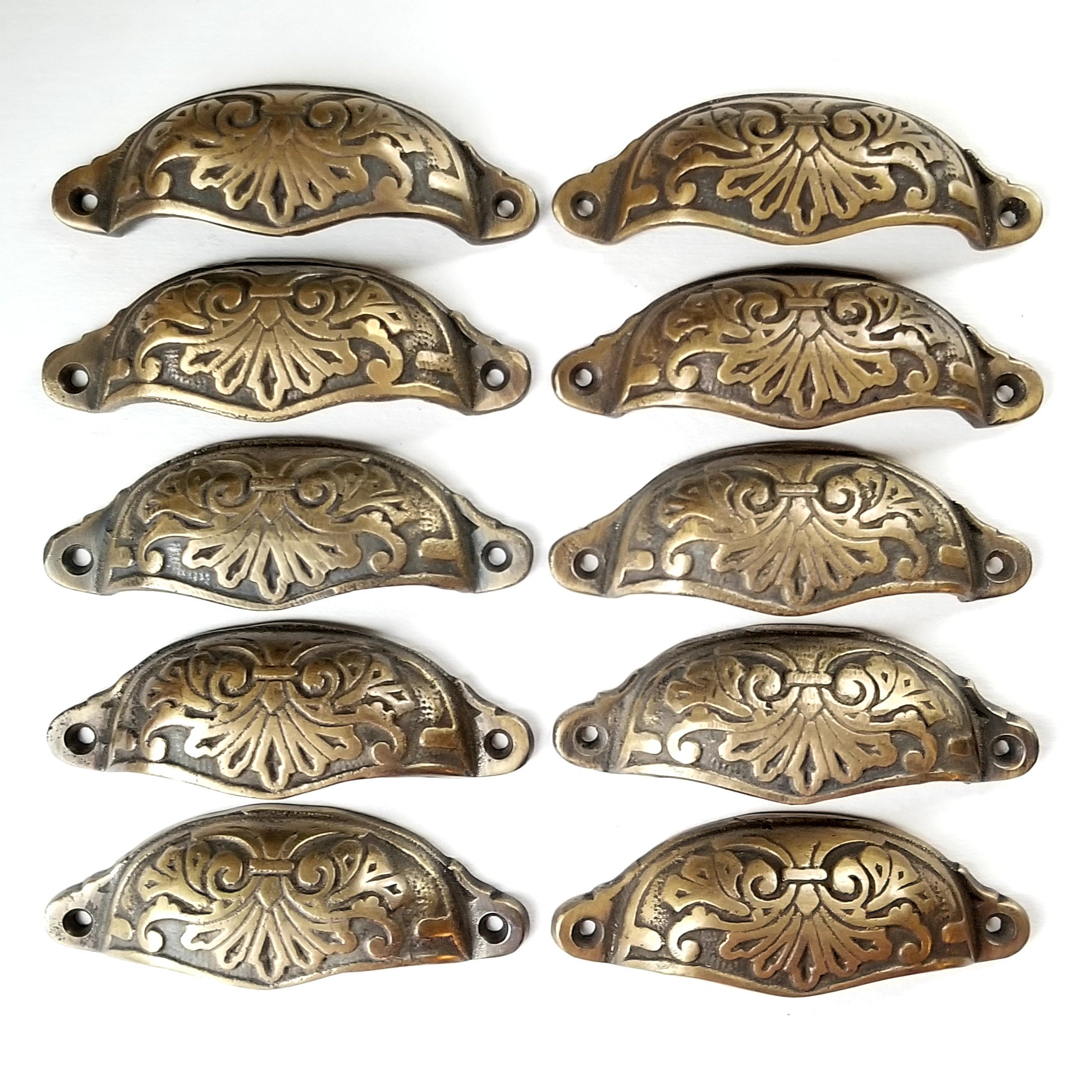 12X Antique Cupboard Cabinet Knob Cup Drawer Furniture Door Shell Pull Handles C