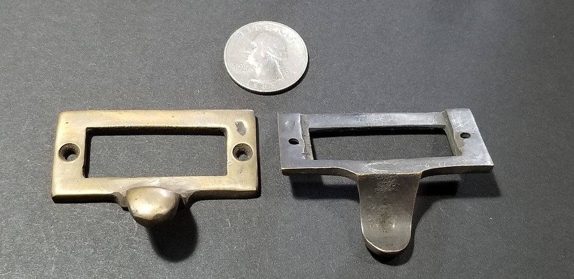 4 Brass File Drawer Label Holder Pulls 2 1/8 Etsy