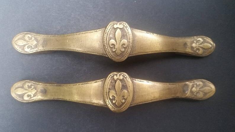 2 Tropical Fish Brass Knobs Pulls Handles Ocean Beach Seaside Hardware 2/" #K11