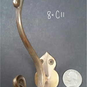 8 x #C11 hooks with free shipping, unlaquered solid solid brass