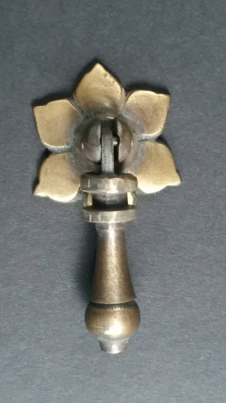 6 X Antique Style Solid Brass Tear Drop Pendant Handles Pulls Etsy