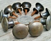 10 x SMALL Antique Vintage Style Barrister Bookcase Knobs 3 4 quot dia. Solid Tarnished Brass K1