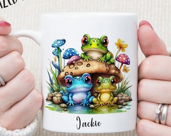 Cute Frogs Mug, Adorable Frog Mug, Personalized Christmas Gift, Personalized Mug, Custom Mug, 15oz Mug