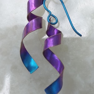 TITANIUM Dangle Earrings ~ Spiral Twist ~ Hypoallergenic ~ Anodized ~ Sensitive ~ Coils ~ Handmade ~ Lightweight ~ NEW