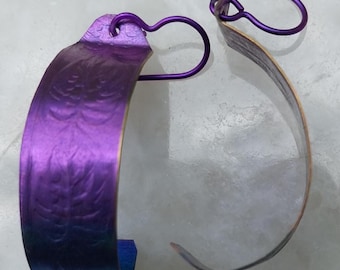 TITANIUM hoop earrings Hypoallergenic ear wires for Sensitive ears Anodized Purple & Blue New Lightweight