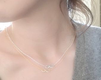 Infinity gold & silver necklace, bridesmaid gift, friendship personalized infinity necklace