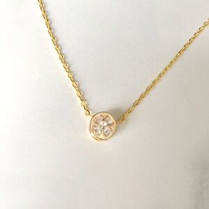 Gold filled Zircon clover necklace gold filled chain, Floating diamond, dainty necklace, gift for her, sister gift, mother gift, minimalist,