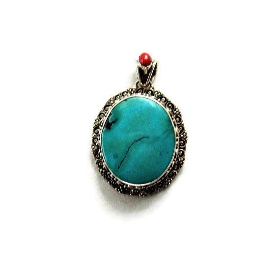 Turquoise and Mediterranean Coral Sterling Large … - image 7