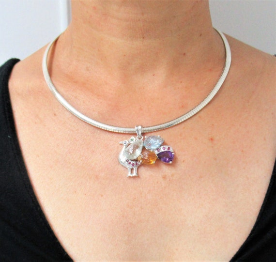 Natural Multi Gemstone Hand carved Peacock Art De… - image 9