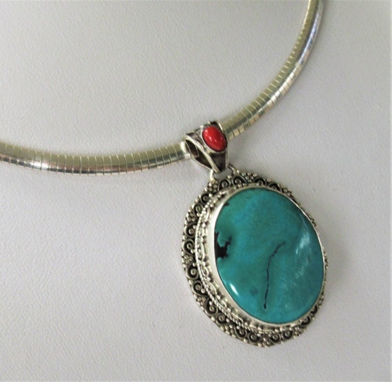 Turquoise and Mediterranean Coral Sterling Large … - image 8