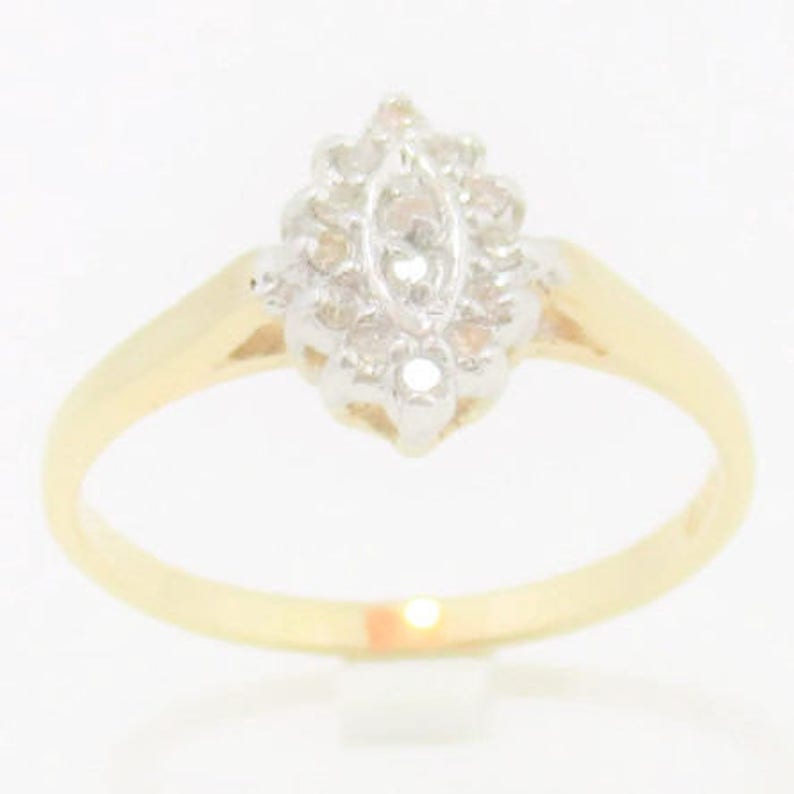 Small Marquise Genuine Diamonds Cluster Gold Ring. image 1