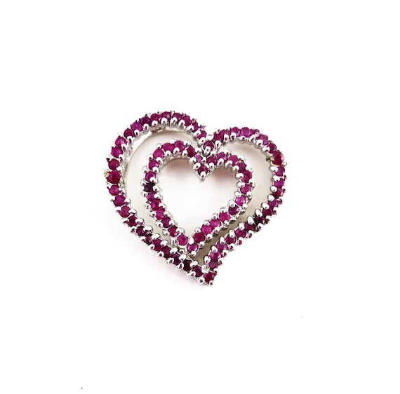 Genuine Ruby Large Cluster Double Open Heart Ster… - image 1
