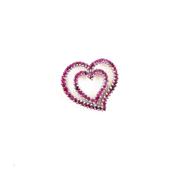 Genuine Ruby Large Cluster Double Open Heart Ster… - image 5