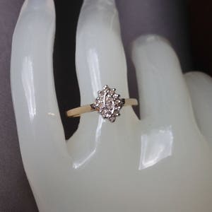 Small Marquise Genuine Diamonds Cluster Gold Ring. image 6
