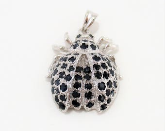 Echte antike Blaue Saphir Silver Beetle Pendant.