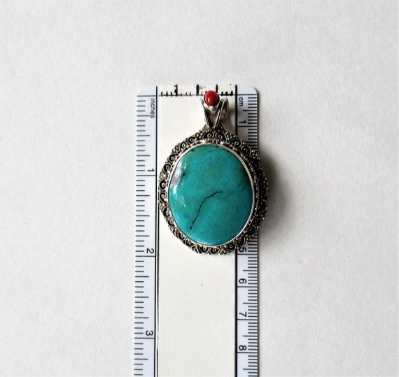 Turquoise and Mediterranean Coral Sterling Large … - image 9