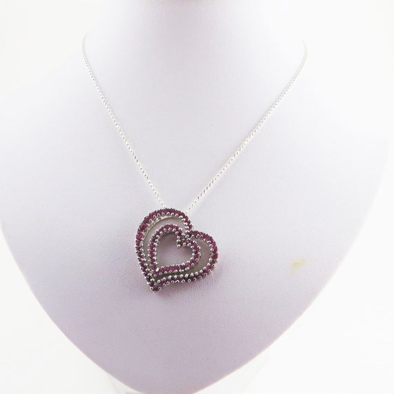 Genuine Ruby Large Cluster Double Open Heart Ster… - image 4