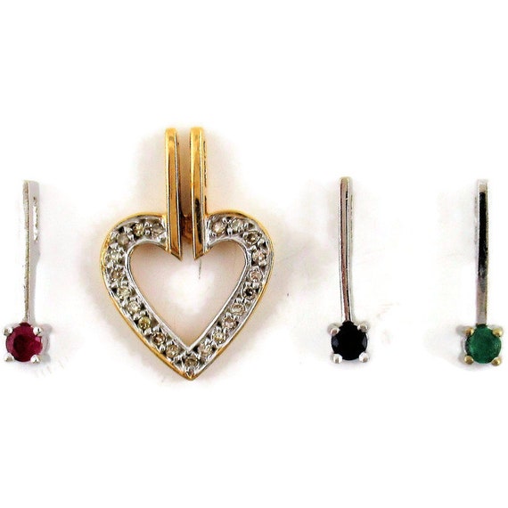 Interchangeable Ruby, Emerald. Sapphire, in 14K G… - image 2