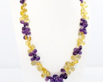 Hand faceted genuine natural colour amethyst and citrine necklace 19 inches.