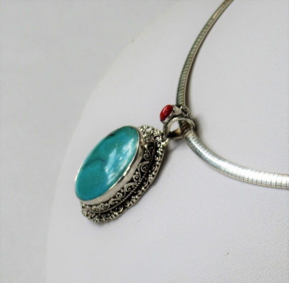 Turquoise and Mediterranean Coral Sterling Large … - image 5
