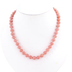 Natural Rhodochrosite Gemstone Bead with 14K Gold Clasp Necklace