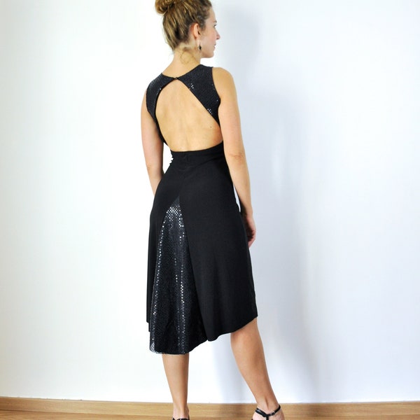 Robe tango noire à sequins